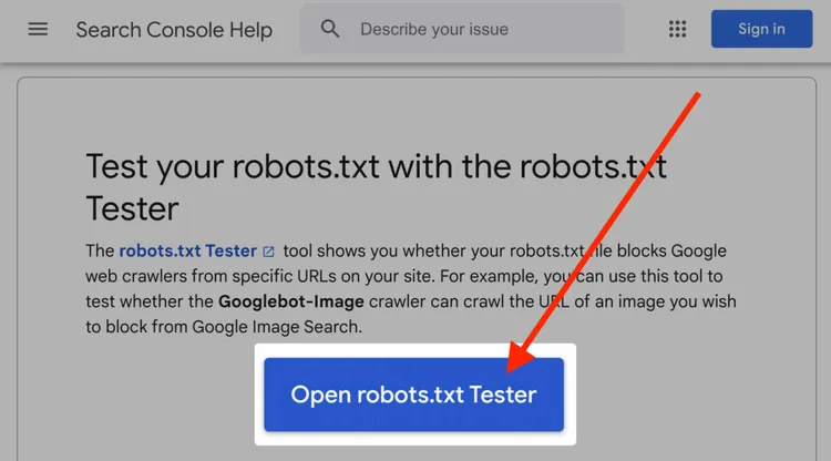 ferramenta Testar robots.txt