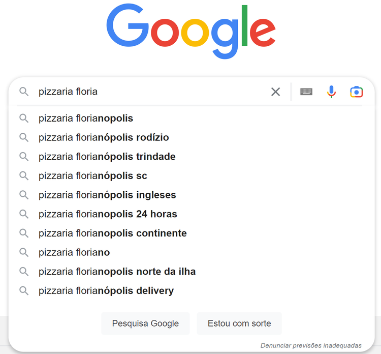autocompletar com modificador local do google
