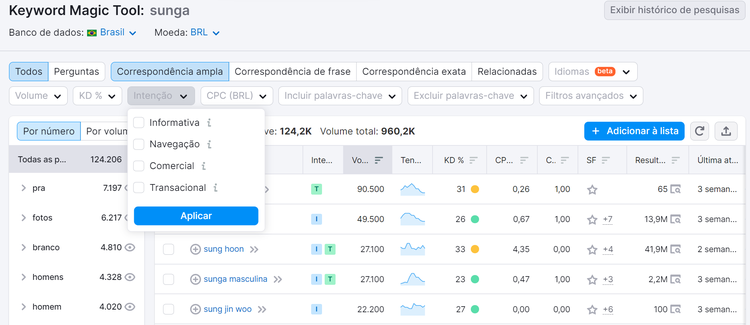 melhores práticas de seo - ferramenta keyword magic tool da semrush