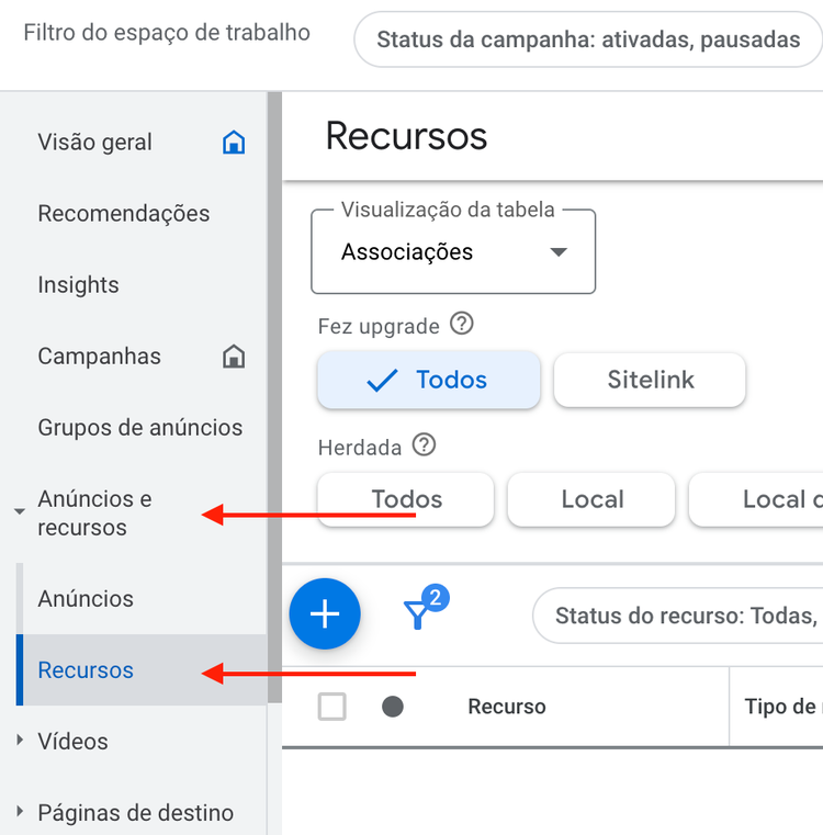 anúncios e recursos no google ads