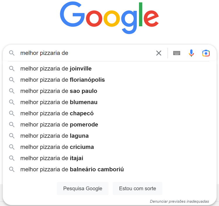 busca localizada pelo google pela proximidade