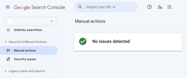 google relatório de manual actions no search console