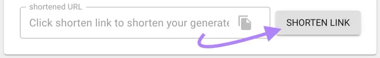 Botão "Encurtar link" selecionado