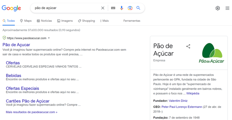 exemplo de site que ocupa todos os recursos da serp
