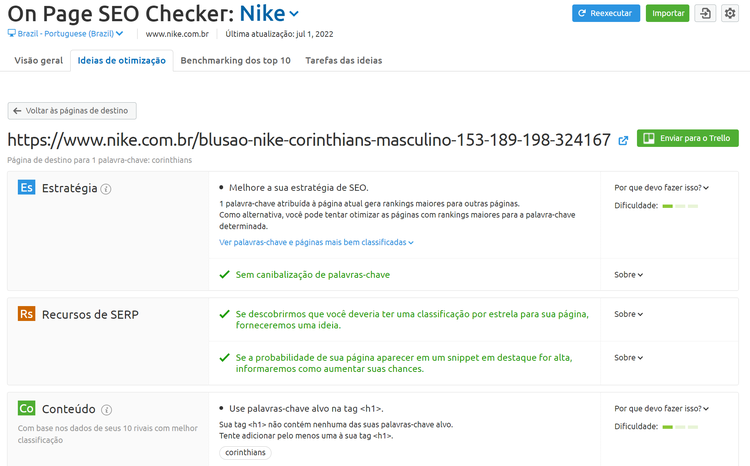 seo on-page - ferramenta on page seo checker - aba ideias de otimização