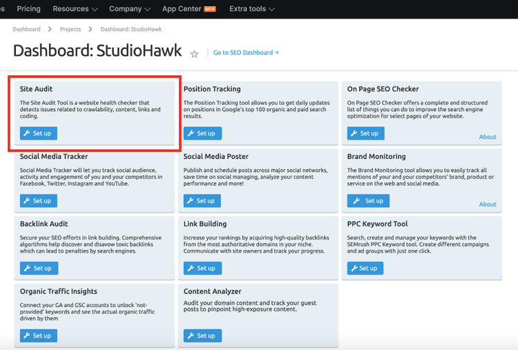 Selecionar Site Audit