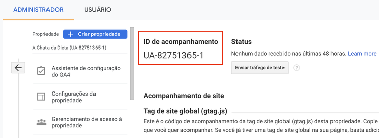 id de acompanhamento no UA