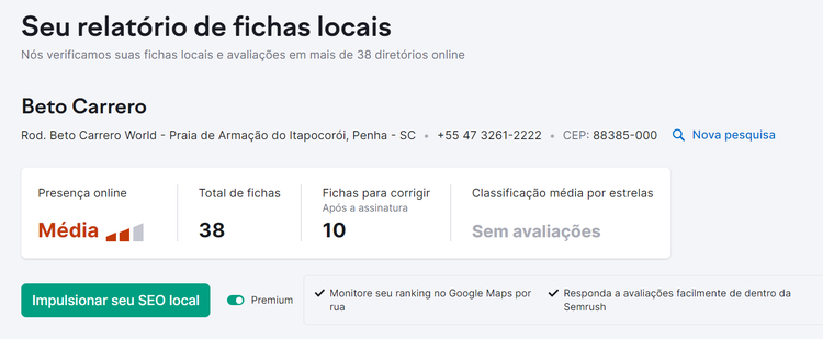 seo off-page - ferramenta listing management da semrush