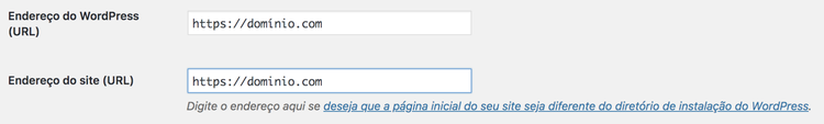 Configuração de domínio preferido do WordPress com URL