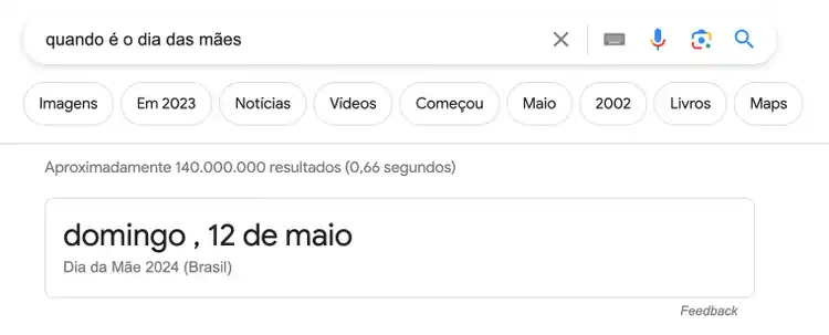 Caixa de respostas diretas para quando é o Dia das Mães