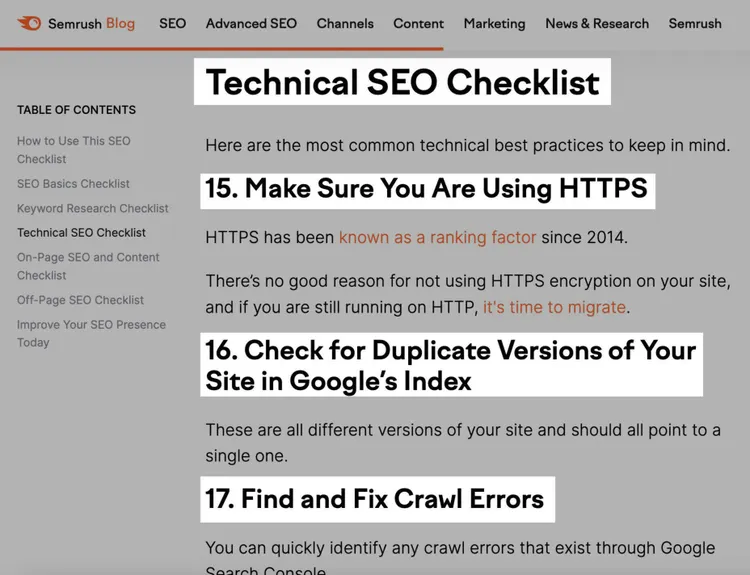 como melhorar seo - exemplo de post em lista