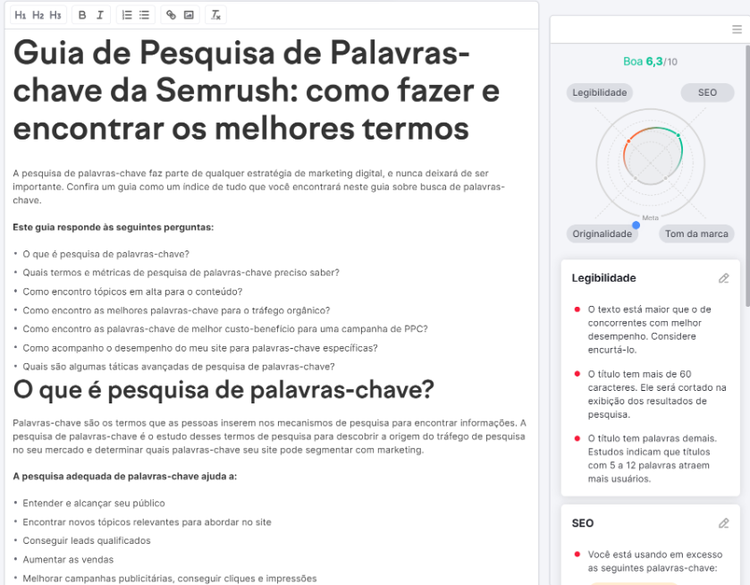 Guia de pesquisa de palavras-chave na semrush