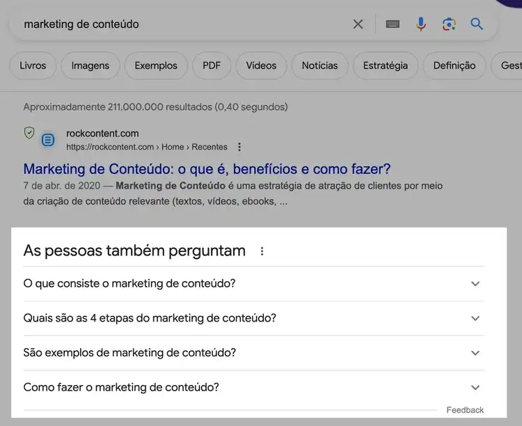 seção as pessoas também perguntam