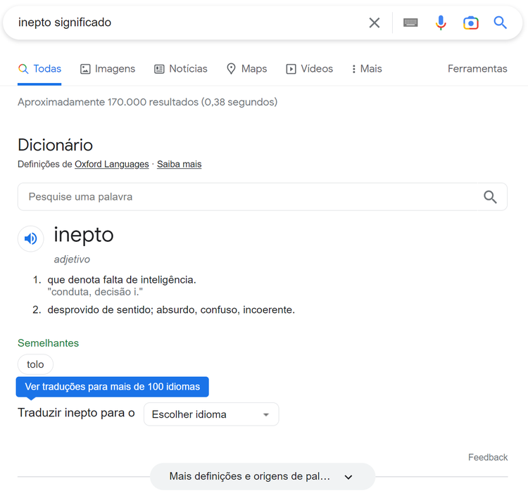 exemplo de featured snippet de definição