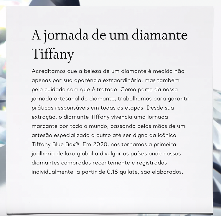 exemplo tom de voz formal - Tiffany & Co