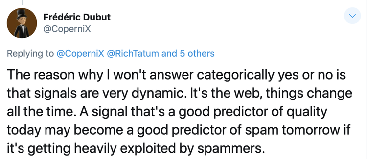Twitter post from Frédéric Dubut about signals being dynamic and changing over time
