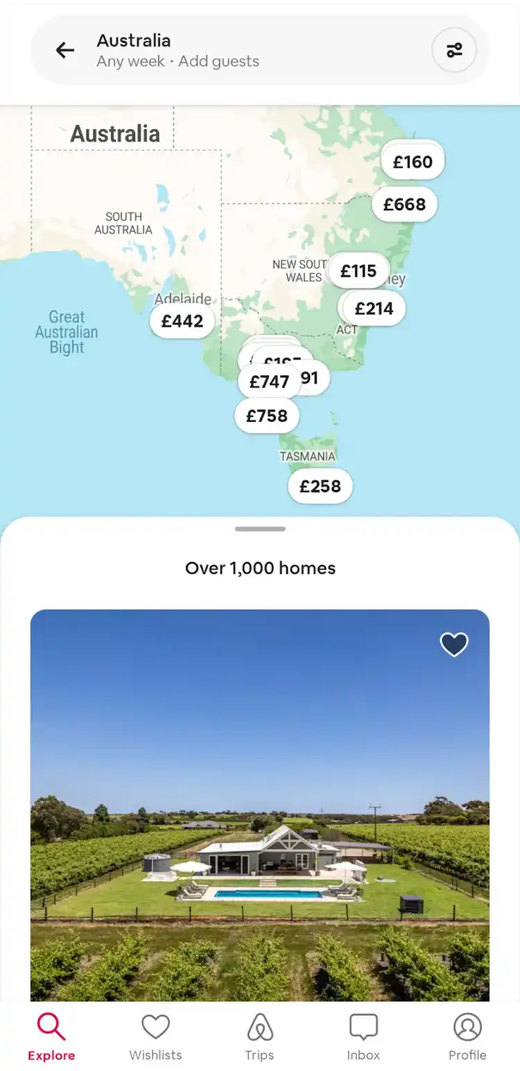 mapas do Airbnb