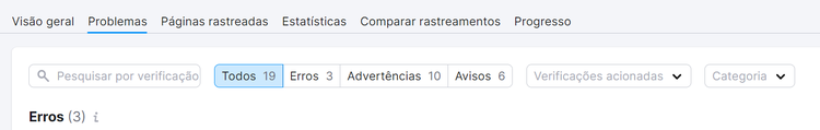 aba problemas na ferramenta auditoria do site