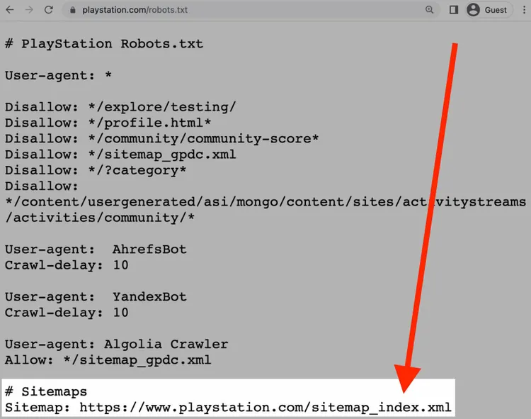 url do sitemap no robots.txt