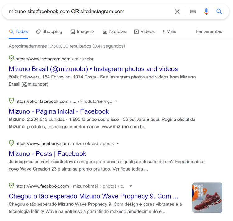 tom de voz mizuno - site search
