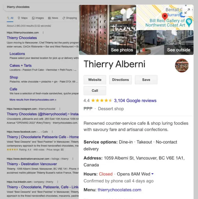 Perfil comercial do Google de Thierry Alberni